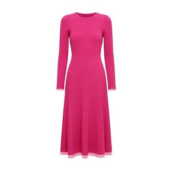 HYACINTH HOUSE Hot Pink Long Sleeve Kiera Dress Size L NWT - Picture 6 of 6